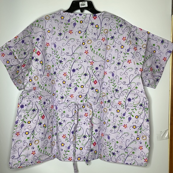 NWT Beverly Hills Uniforms Scrubs 3X PLUS SIZE - Purple Floral - Picture 7 of 7